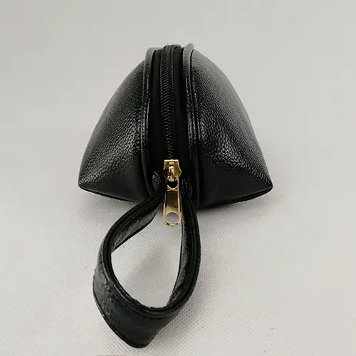 Black Vegan Leather Custom Slender Travel Wholesale Cute Makeup Pouch Bags 